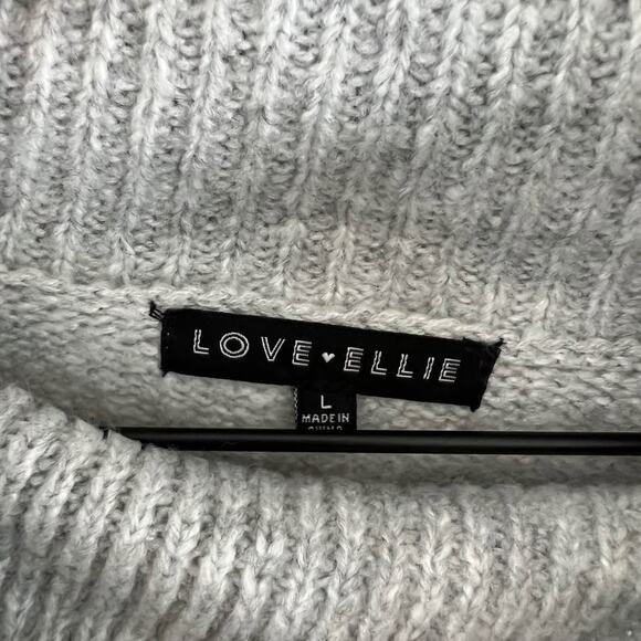 Love & Ellie Cowl Neck Long Sleeve Gray Knit Sweater Women's Large - Picture 3 of 5